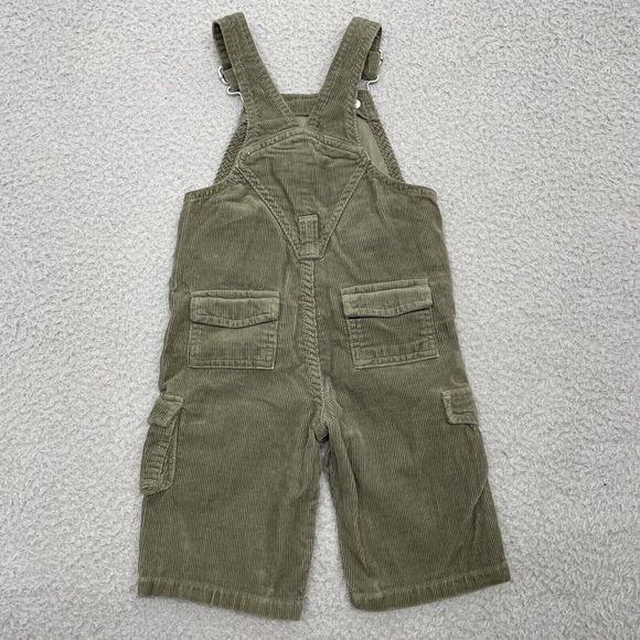 Old Navy Corduroy Bibs Baby 6/12 month Green Cargo Overalls Pockets Pants Unisex - Picture 6 of 11